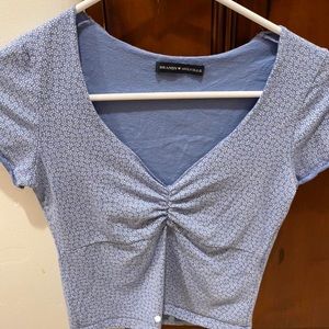 brandy melville gina blue floral top